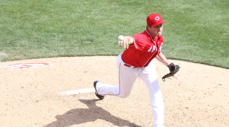 Reds reliever Jared Hughes pitches against the Cardinals on June 10, 2018, at Great American Ball Park in Cincinnati. David Jablonski/Staff