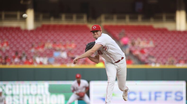 Reds starter Nick Lodolo pitches against the Phillies on Thursday, April 13, 2023, at Great American Ball Park in Cincinnati. David Jablonski/Staff