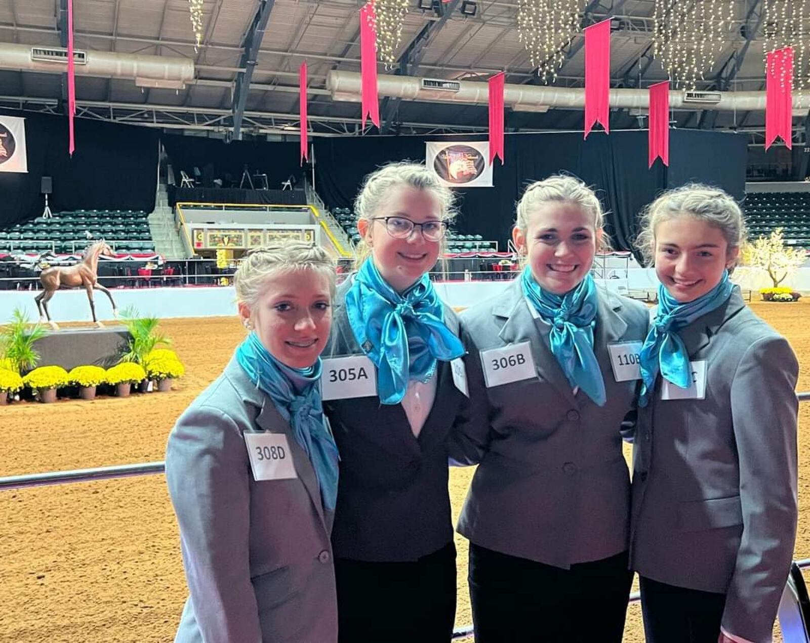 Members of the Talawanda/Butler Tech FFA chapter who took second in a national horse judging contest are, from left, sophomore Kayla Lightfield, senior Olivia Zaenkert, junior Olivia Demoret and sophomore Cecilia Guenther. CONTRIBUTED