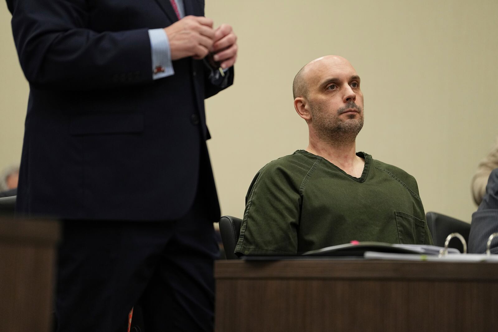 Sean M. Higgins, the driver charged with killing NHL hockey player Johnny Gaudreau and his brother Matthew while they were bicycling, appears at the Salem County, N.J., Courthouse, Tuesday, April 15, 2025, in Salem, N.J. (AP Photo/Matt Rourke)