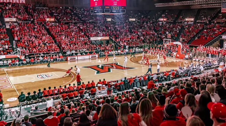The home of Miami University’s basketball and other student sports teams – and Butler County’s largest sports arena - may be replaced. Opened in 1968 and host of thousands of men and women’s games - and other non-athletic events - Miami’s iconic Millett Hall is now the focus of preliminary discussions among university officials to be supplanted by a new, on-campus arena, said school officials. (Contributed/Journal-News)