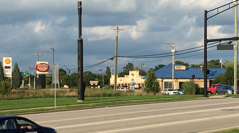 Monroe City Council approved an emergency ordinance to regulate small cell phone towers in public right-of-ways. This tower is located near the intersection of Cincinnati-Dayton and Hamilton Mason roads in Liberty Twp. ED RICHTER/STAFF