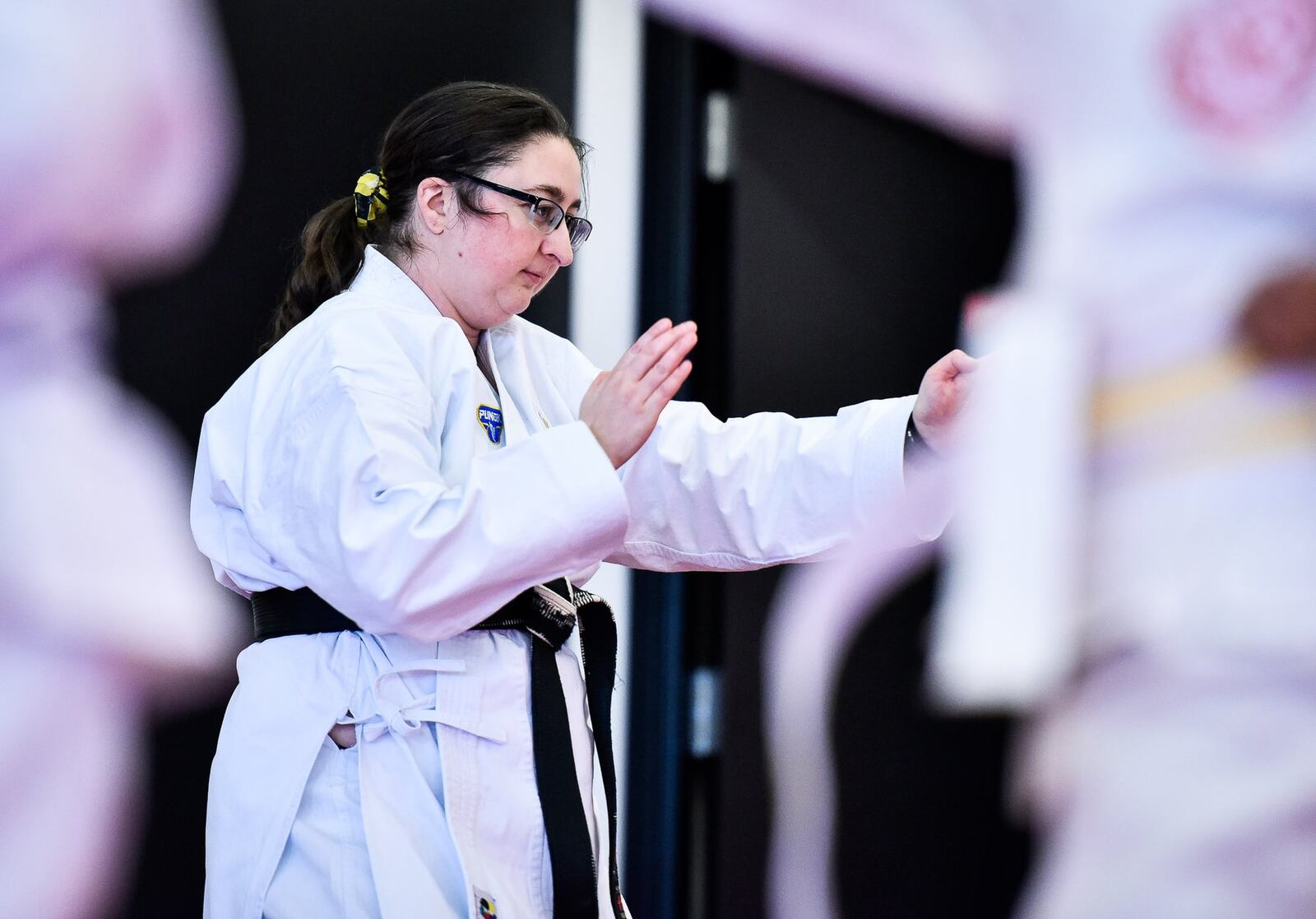 2005 Lakota East High School graduate Jamie Druhan Green goes through a recent workout at the Buckner Martial Arts in West Chester Township. NICK GRAHAM/STAFF