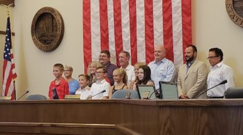 Members of Monroe City Council recognized several young inventors who will be competing at the Ohio State Fair this weekend. The young inventors designed their inventions at the Monroe Invention Convention at the MidPointe Library. CONTRIBUTED