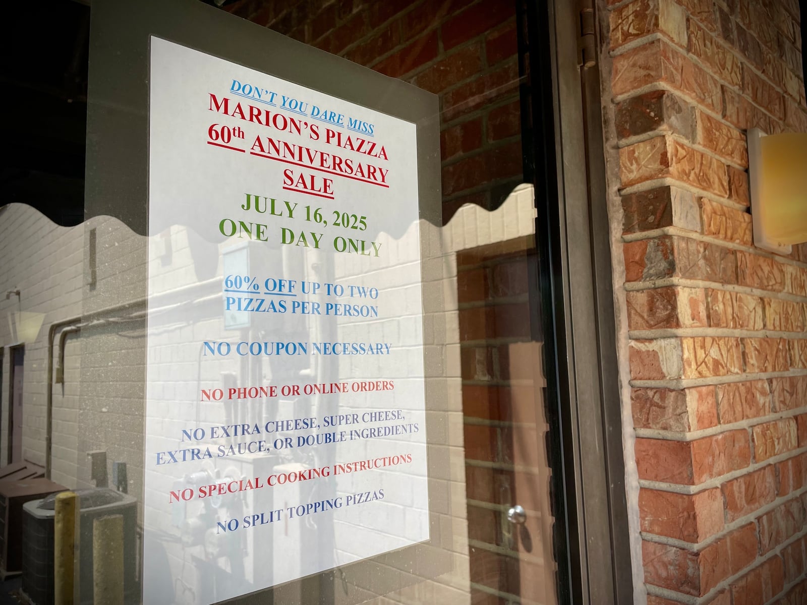 Marion’s Piazza is expecting to sell more than 20,000 pizzas on Wednesday, July 16 during its 60th anniversary sale. NATALIE JONES/STAFF