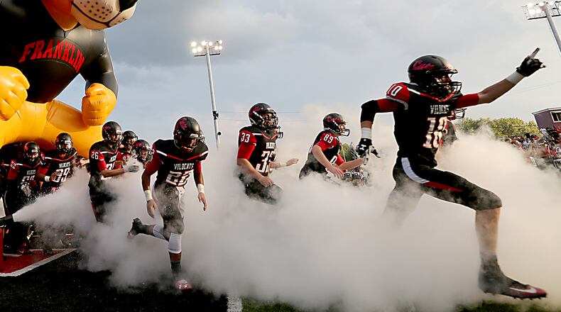 The Franklin Wildcats take the field for their game against Carlisle at Atrium Stadium in Franklin in 2019. CONTRIBUTED PHOTO BY E.L. HUBBARD
