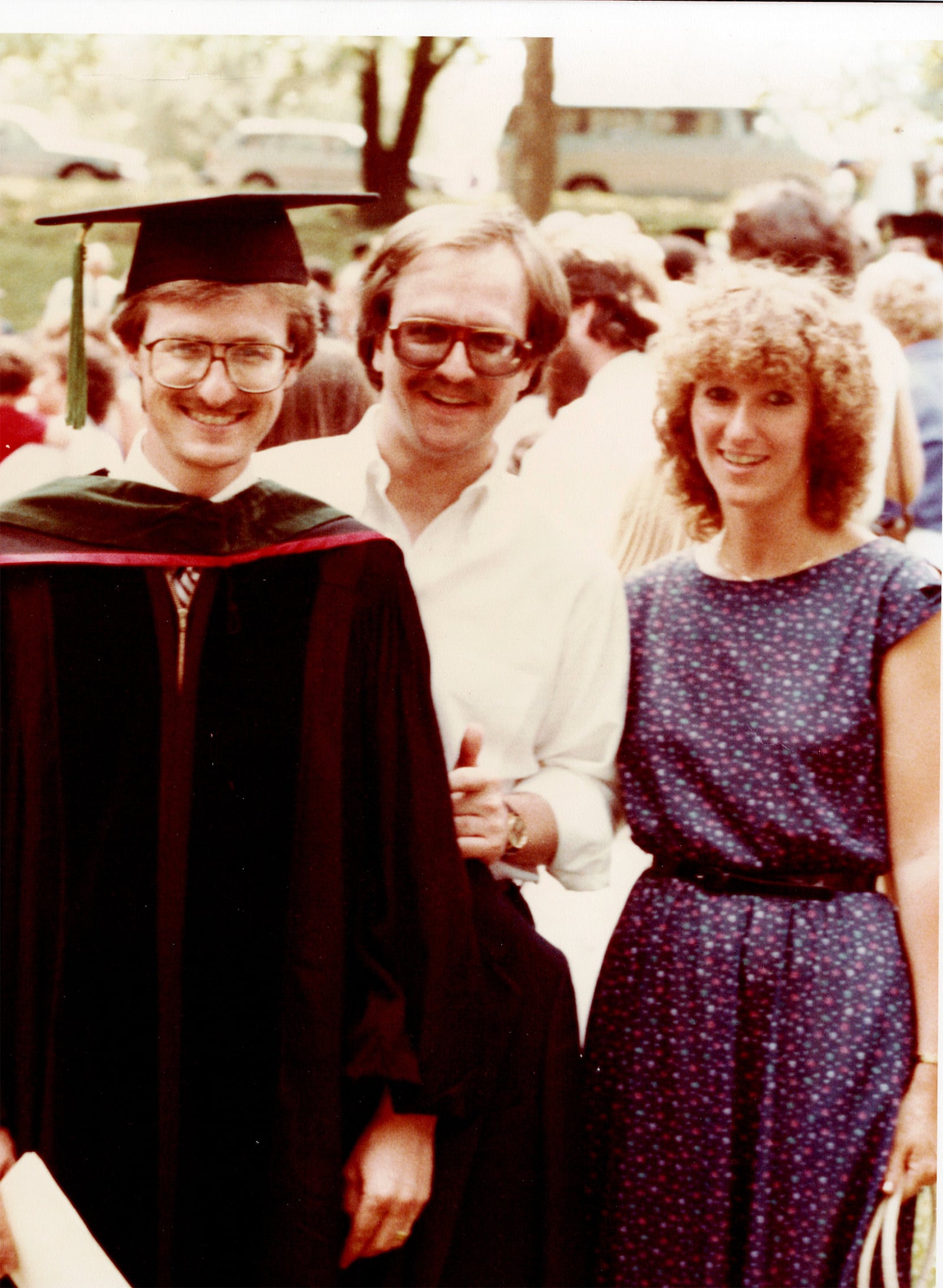 Lawrence Mieczkowski (left) with his brother Bob and sister Mary Ellen at his graduation from medical school in Cincinnati in June of 1982. Shared childhood trauma created a close bond among these three siblings, though mental health issues prevailed most of their lives. CONTRIBUTED