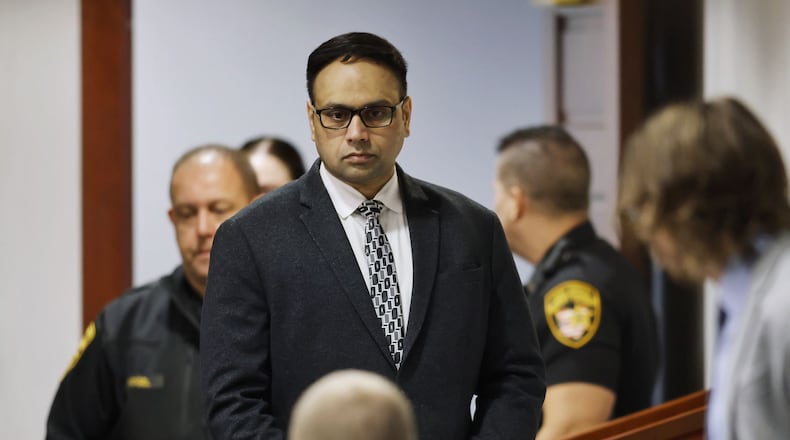 Gurpreet Singh, who is on trial for the killings of his wife and three family members in their West Chester home, is seen in Butler County Common Peas Court on Wed., Oct. 19, 2022. NICK GRAHAM/STAFF
