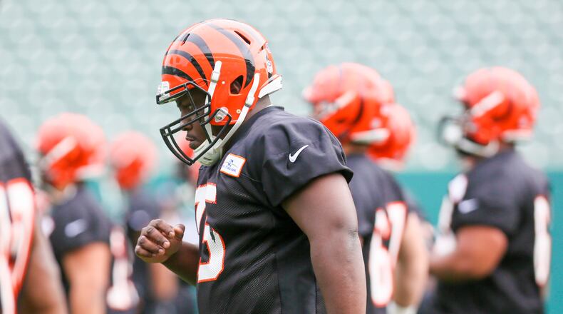 Bengals defensive tackle Andrew Billings (75) participates in a team practice at Paul Brown Stadium, Tuesday, June 13, 2017. GREG LYNCH / STAFF