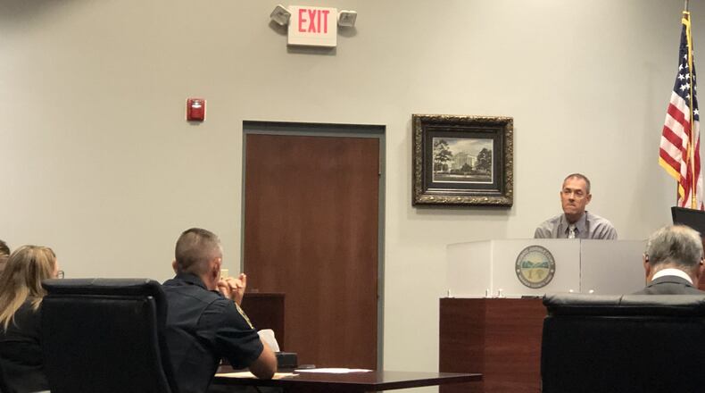Springboro High School Principal Kyle Martin testifies in Warren County Juvenile Court. STAFF/LAWRENCE BUDD