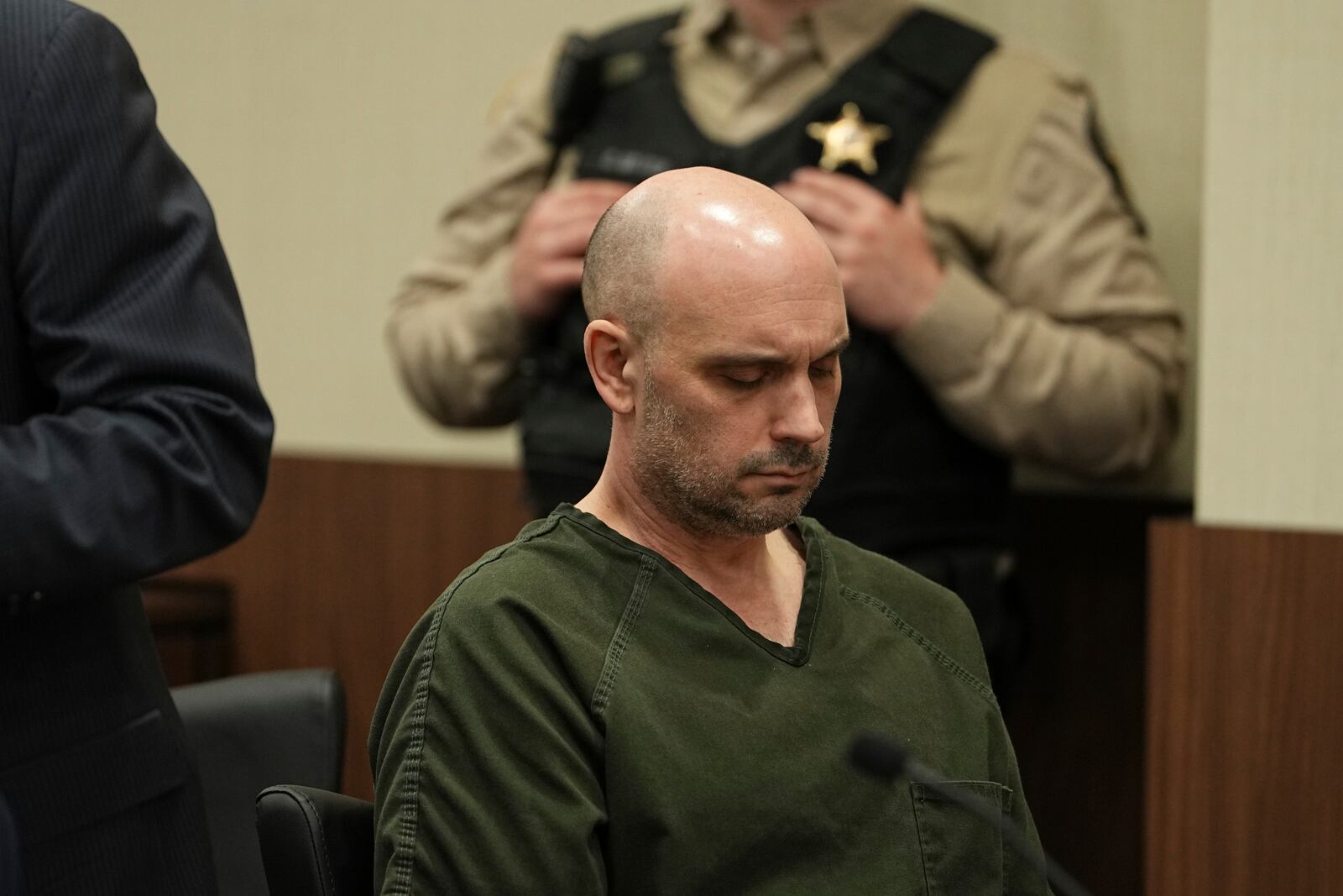 Sean M. Higgins, the driver charged with killing NHL hockey player Johnny Gaudreau and his brother Matthew while they were bicycling, appears at the Salem County, N.J., Courthouse, Tuesday, April 15, 2025, in Salem, N.J. (AP Photo/Matt Rourke)
