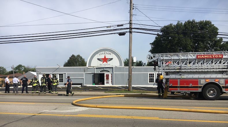 Hamilton firefighters remain on the scene of a reported fire this morning at Legends bar, 2104 Fairgrove Ave., in Hamilton.
