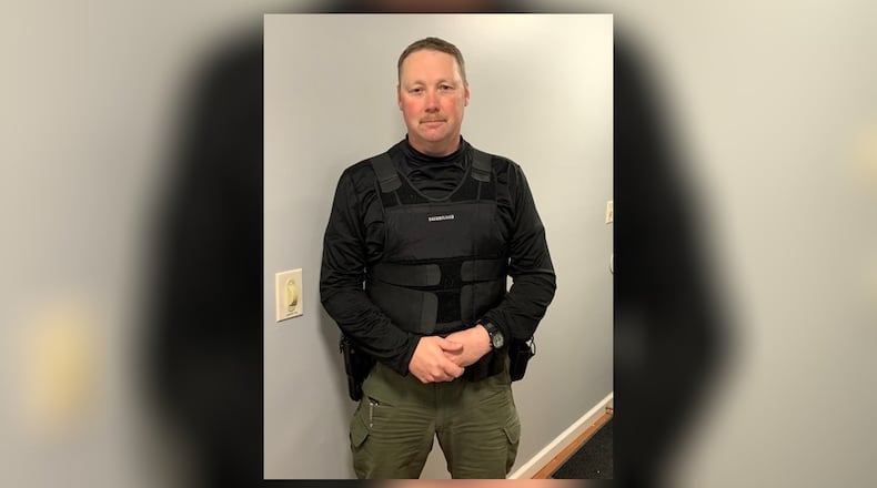 MetroParks of Butler County park ranger Lt. Rusty Riegler is wearing a new armored vest the parks were able to purchase with state grant money.