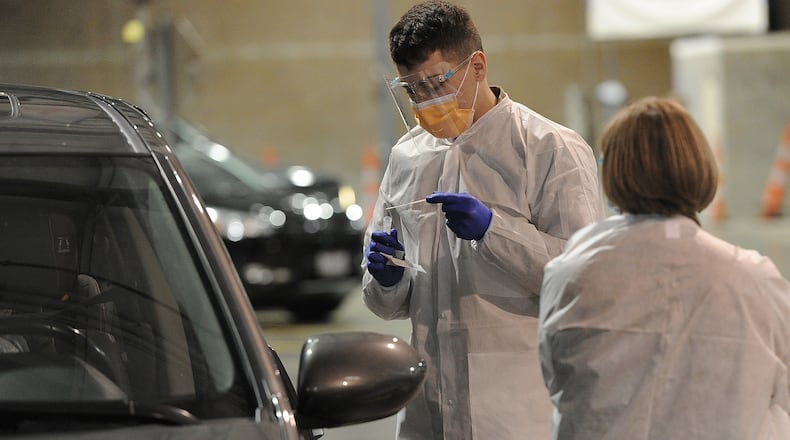 Dayton Children’s is receiveing help from the Ohio National Guard at its Springboro COVID-19 testing site, allowing the site to triple its capacity. The facility, is located at 3300 W. Tech Road. MARSHALL GORBY\STAFF