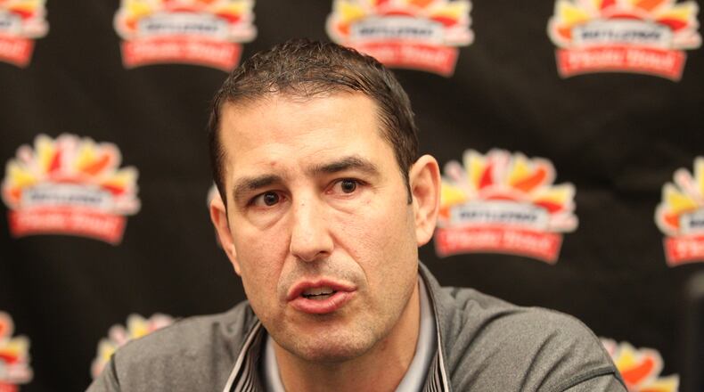 Ohio State defensive coordinator Luke Fickell speaks at a Fiesta Bowl press conference on Monday, Dec. 28, 2015, at the Camelback Inn in Scottsdale, Ariz. David Jablonski/Staff