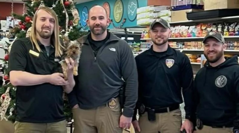 Toto was just 12 weeks old when he was snatched from Petland Fairfield on Oct. 10, 2025. Security camera footage showed a woman put the puppy into a large bag and flee the store while employees chased after her. WCPO/CONTRIBUTED