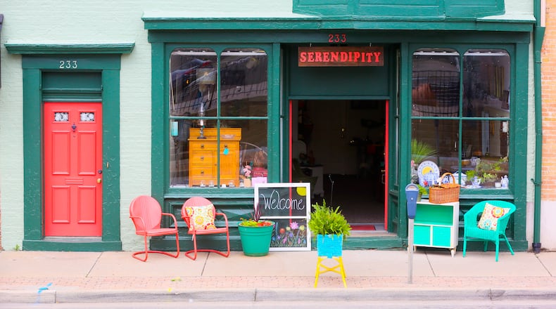 Serendipity on Main, an antique store, opened at 233 Main St. in Hamilton in 2016. It will close April 21. GREG LYNCH/STAFF