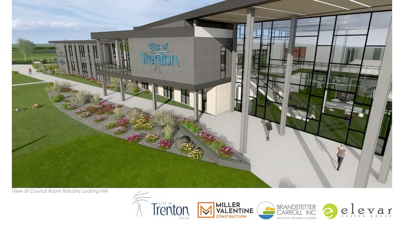Preliminary rendering of Trenton's future municipal building, which will include the city's police station and YMCA. CONTRIBUTED