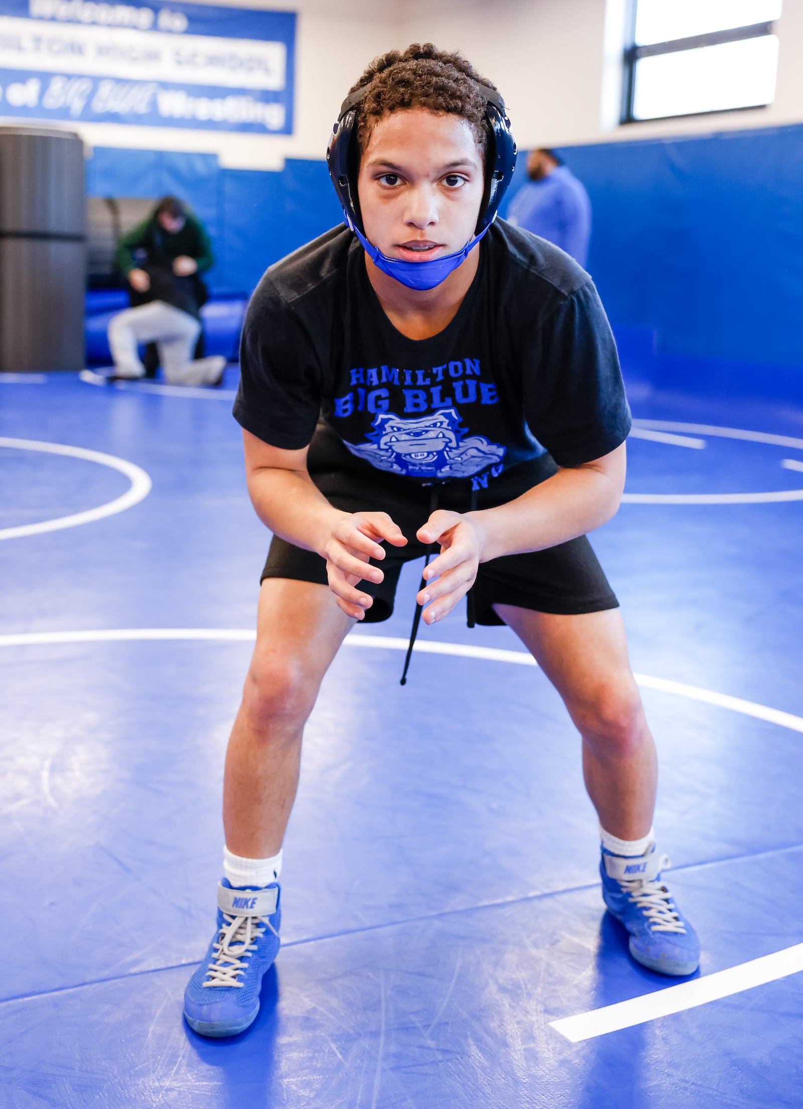 Hamilton High School senior wrestler Jayden Knowles recently earned the 100th win of his wrestling career. NICK GRAHAM / STAFF