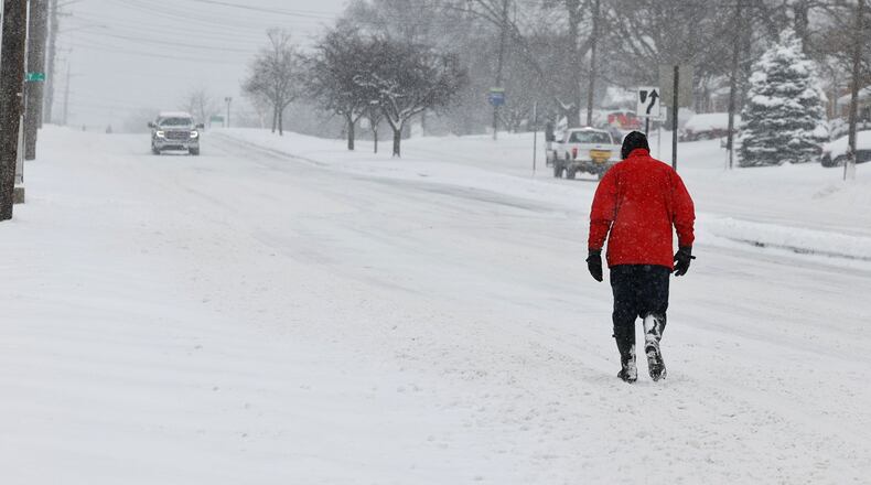 Breiel Blvd. remains snow covered after an overnight snow Monday, Jan. 6, 2025 in Middletown. NICK GRAHAM/STAFF