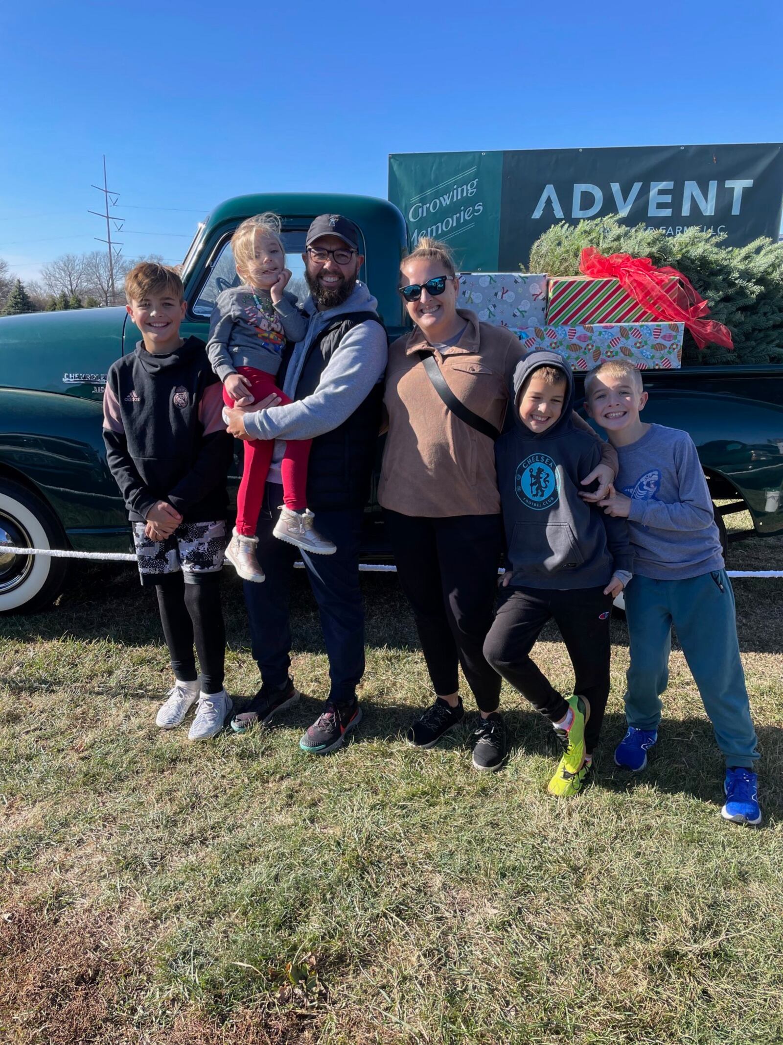 The Smith family (l-to-r) Julian, Isla, David, Rachel, Blaine and Graeme, have made a trip to the Advent Christmas Tree Farm and annual holiday tradition - CONTRIBUTED