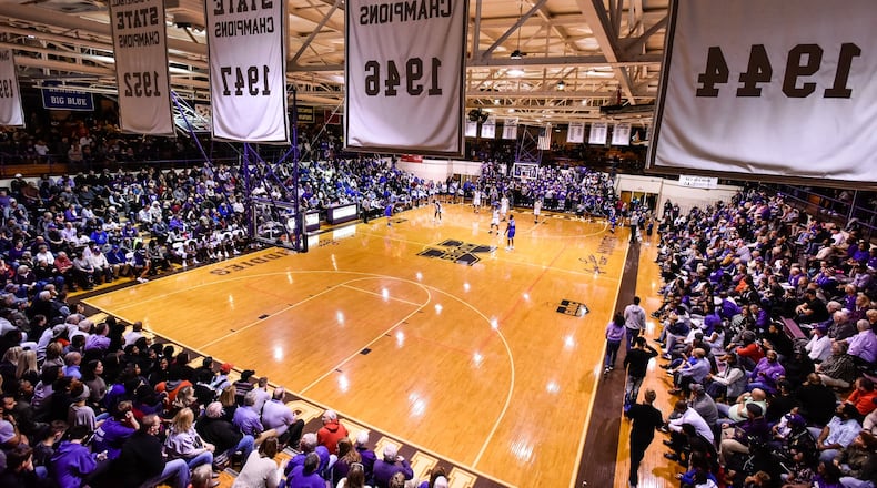 Wade E. Miller Gym was sold out Friday night as visiting Hamilton defeated Middletown 64-58 in the gym’s final varsity boys basketball game. NICK GRAHAM/STAFF