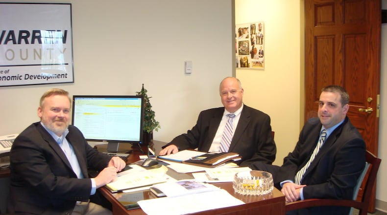 The Small Business Development Alliance will administer Warren County's CARES Act Loan Fund. Pictured are Warren County Economic Development Director Martin Russell (left) Alliance Director Joe Schiesler, (center) and Springboro City Manager Chris Pozzuto.