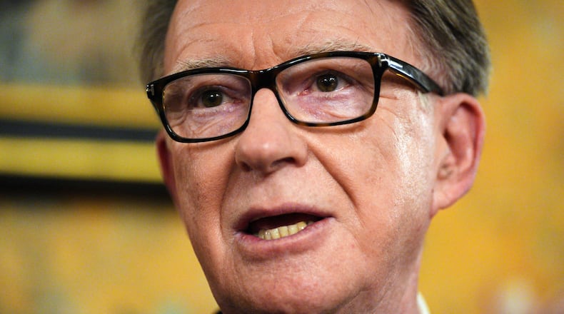 FILE - Britain's Ambassador to the United States, Peter Mandelson, speaks during a reception at the ambassador's residence on Feb. 26, 2025 in Washington. (Carl Court/Pool Photo via AP, File)