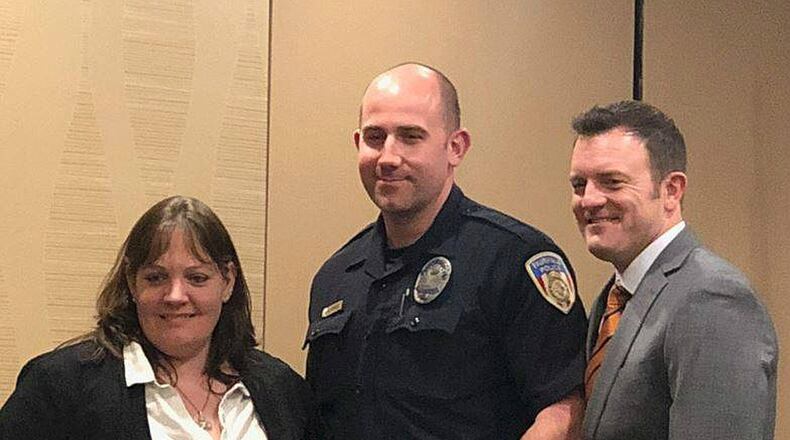 Fairfield Police Officer Bryan Carnes was honored last month by Mothers Against Drunk Driving for his efforts combating impaired drivers. PROVIDED