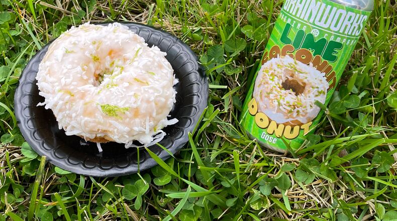 Pictured is a Lime Coconut Donut from Holtman's Donuts and Lime Coconut Donut Gose (beer) from Grainworks Brewing Company. CONTRIBUTED