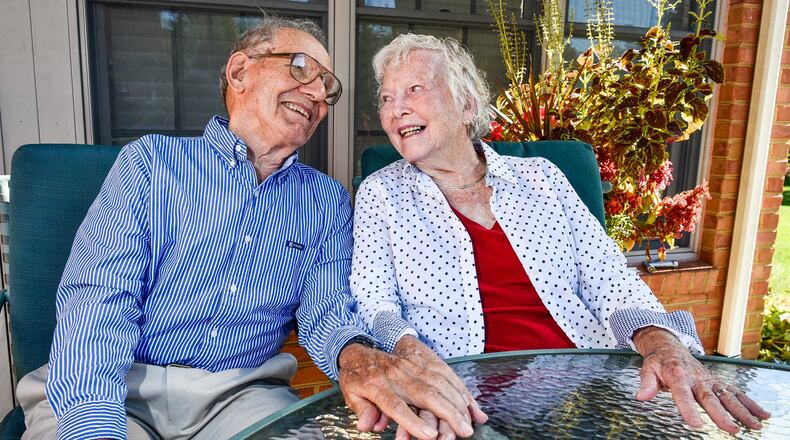 Dan and Marilyn Antenen are celebrating their 73rd wedding anniversary on Sept. 6. They were married in 1946 after Dan got back from serving during World War II. The couple, both in their 90s, live in Hamilton. NICK GRAHAM/STAFF