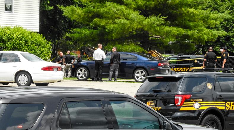 Two women are dead after a homicide Tuesday night in Madison Twp. and a standoff Wednesday at an apartment on Sal Boulevard in Trenton. James Geran is a suspect in both of the deaths, according to the sheriff’s office. NICK GRAHAM/STAFF