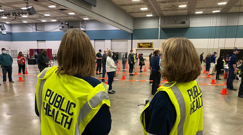 Public Health-Dayton & Montgomery County distributes first doses of the coronavirus vaccine produced by Moderna to emergency medical service personnel and other members of Ohio's Phase 1A priority group. Photo provided by Public Health-Dayton & Montgomery County.