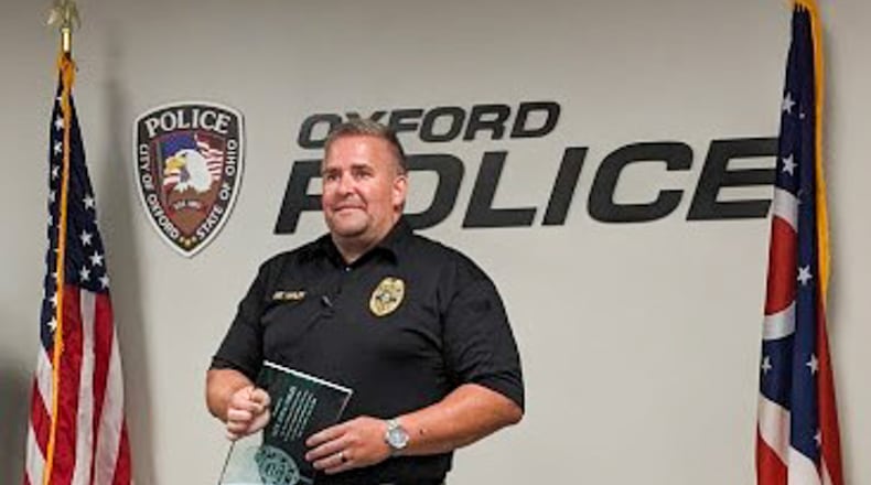 Sgt. Jon Varley is retiring from the Oxford Division of Police after 25 years of service to the city. Varley was hired by OPD in 1995 and was promoted to the rank of Sergeant in 2001. Over the years, he’s been the COP Coordinator/PIO (Public Information Officer), the supervisor of the Motorcycle Unit as well as the FTO program, a member of the SWAT team, and the department’s Firearms Instructor and Taser Instructor. CONTRIBUTED