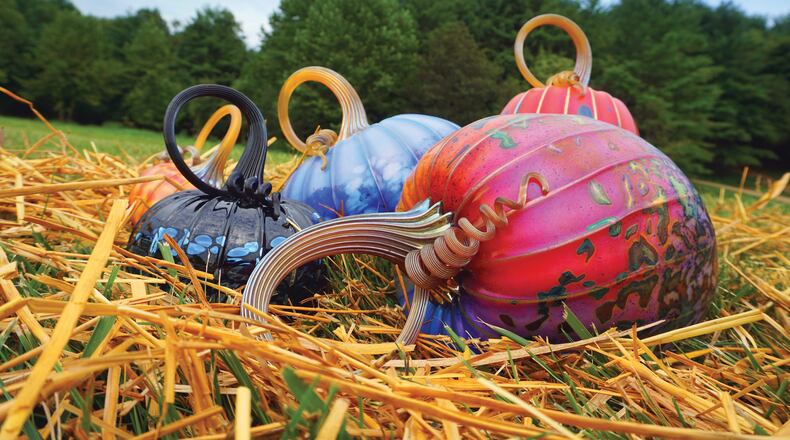 Hundreds of custom glass gourds will take over a pumpkin patch in the Hocking Hills. Jack Pine Studios, a Laurelville glass studio and gallery, will host Jack Pine’s Glass Pumpkin Patch Oct. 22 to 25 from 10 a.m.- 6 p.m.