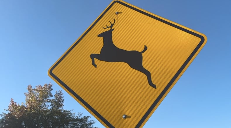 A deer crossing sign in Oxford, Ohio. WCPO