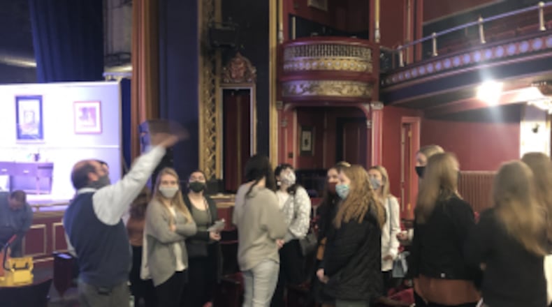 A new pilot program just started between Miami University and Middletown Schools has education majors from Miami touring the city - pictured here in the historic Sorg Opera House - and in the city's classrooms learning about their future careers. Middletown School officials also hope the program will entice some students to seek jobs in the district after graduation. (Provided Photo\Journal-News)