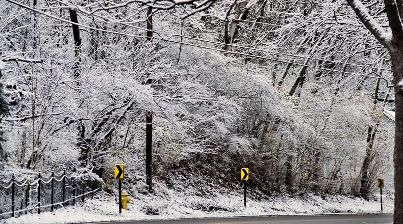 Snow remains after an overnight snow Tuesday, Dec. 1, 2020 in Butler County. NICK GRAHAM / STAFF