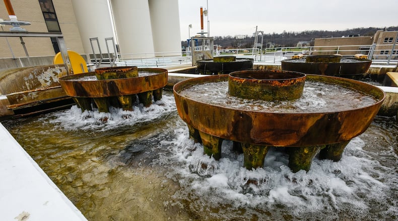 This is the aeration tank, the first step after the water leaves the well fields, at the Hamilton South Water Treatment Plant. NICK GRAHAM/FILE