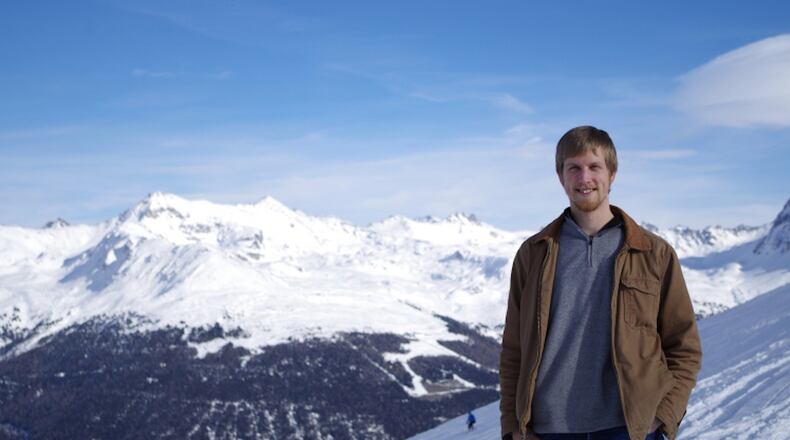 Andrew Brinkerhoff, formerly on Mason, works at the European Center for Nuclear Research (CERN), located near Geneva, Switzerland. He is shown here in the Alps. CONTRIBUTED