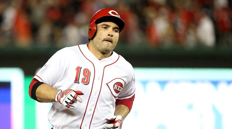 WASHINGTON, DC - JULY 17: Joey Votto #19 of the Cincinnati Reds and the National League rounds the bases after hitting a solo home run in the tenth inning against the American League during the 89th MLB All-Star Game, presented by Mastercard at Nationals Park on July 17, 2018 in Washington, DC. (Photo by Rob Carr/Getty Images)