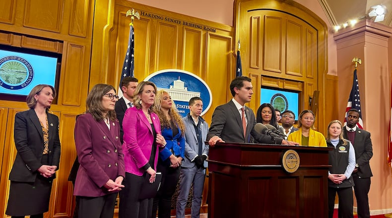 House Minority Leader Dani Isaacsohn, D-Cincinnati, addressed reporters on Feb. 3, 2026, regarding a suite of forthcoming Democratic policies pertaining to federal immigration enforcement in Ohio.