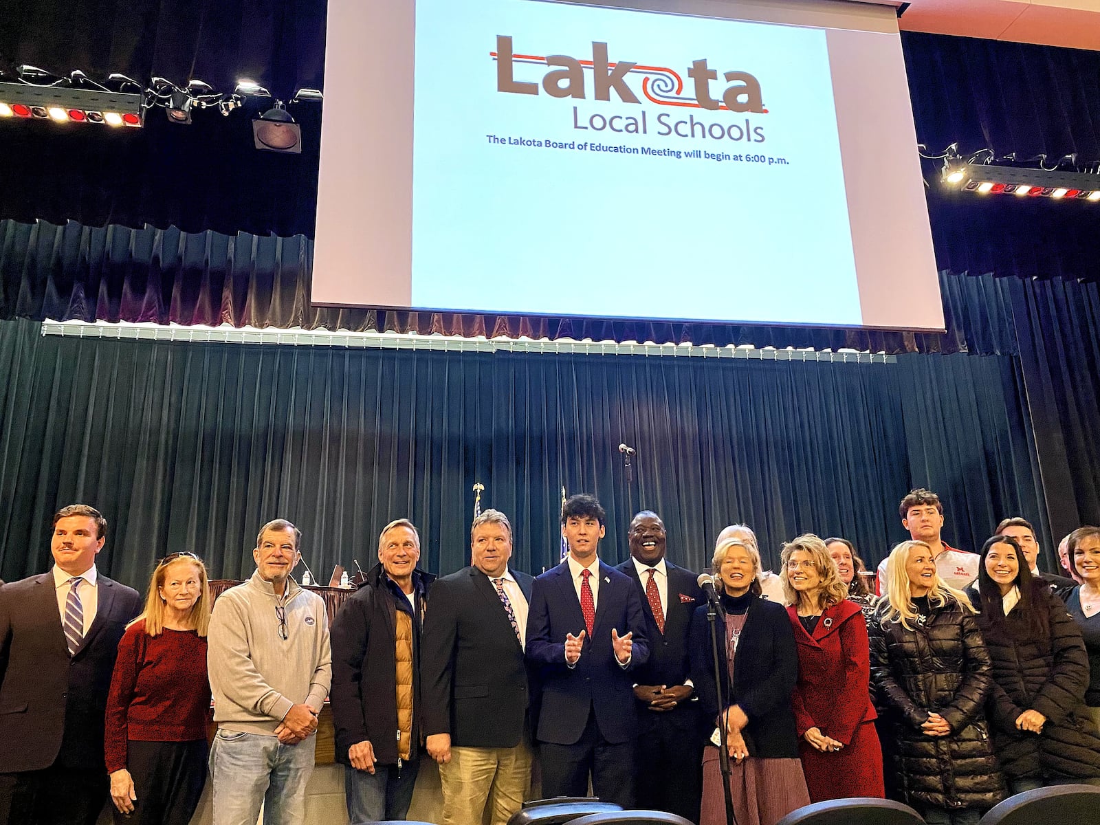 A recent Lakota high school graduate, now Miami University freshman, made history Monday evening by being sworn in to his publicly elected seat on the Lakota school board. Ben Nguyen, a 2025 graduate of Lakota West High School, placed his hand on a Bible and recited an office holder’s oath prior to the Lakota Board of Education meeting, becoming the youngest board member in the school system’s 60-plus years of existence. Among his supporters were state, county and local lawmakers. (Photo By Michael D. Clark/Journal-News)