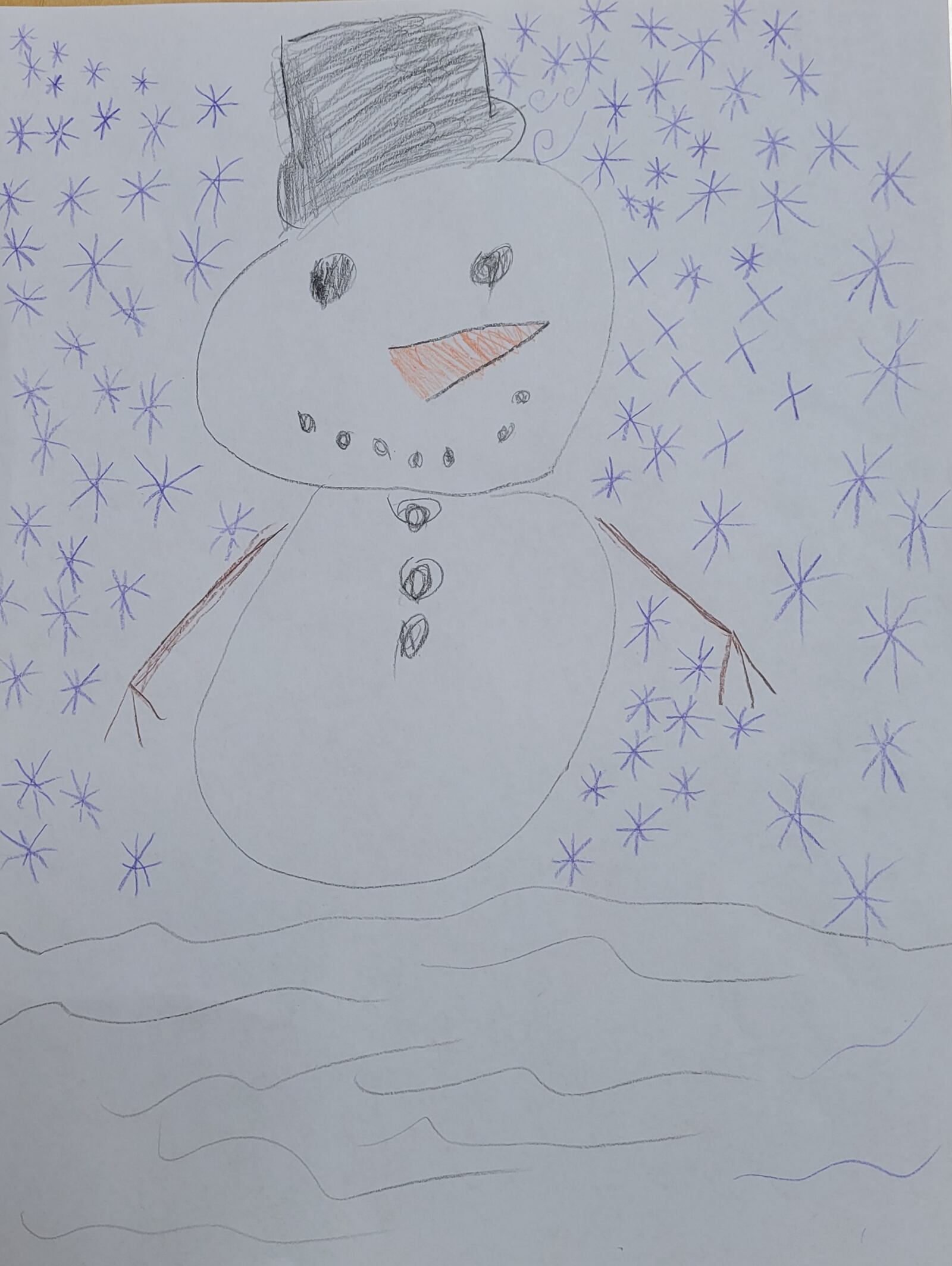 Olive Hodgson’s snowman earned a prize in the Oxford Township Police Department’s coloring contest. CONTRIBUTED