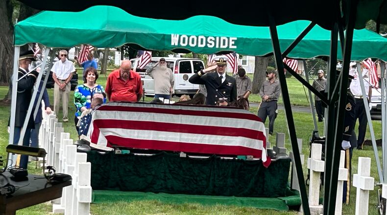 Lt. Dan Corson, who was killed 82 years ago when his plane was shot down during World War II. was buried Wednesday at Woodside Cemetery in his hometown of Middletowmn. RICK McCRABB/CONTRIBUTOR