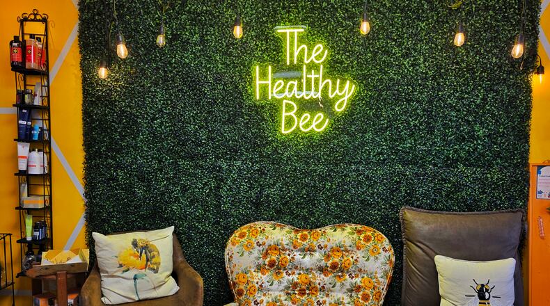 The Healthy Bee on S. Main Street in Monroe is a health-conscious cafe serving coffee, meal replacement shakes, energy drinks, loose leaf tea, gifts and more. NICK GRAHAM/STAFF