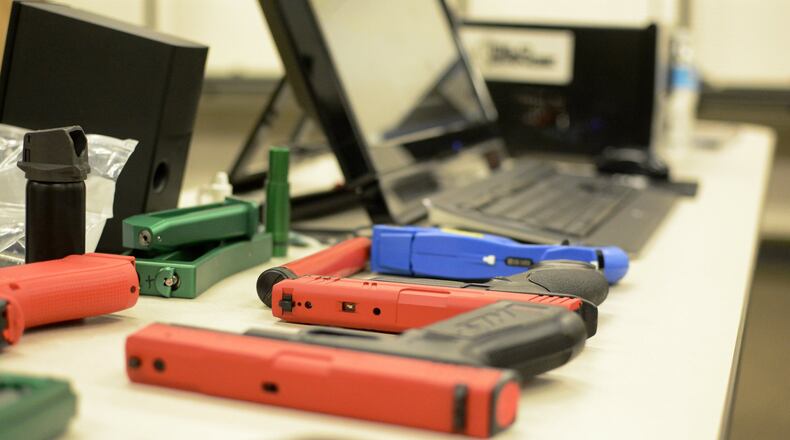 The city of Fairfield has brought in its first of three vendors of training simulators. The city is looking to purchase a simulator with drug forfeiture money the city police department has saved over the years. Pictured are some of the weapons used by a simulator along with the computer used to run the program.