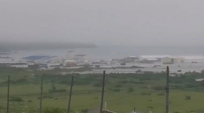 In this image taken from a video released by Geophysical Service of the Russian Academy of Sciences, shows the aftermath of tsunami hitting the coastal area of Severo-Kurilsk at Paramushir island of Kuril Islands, Russia, Wednesday, July 30, 2025. (Geophysical Service of the Russian Academy of Sciences via AP)