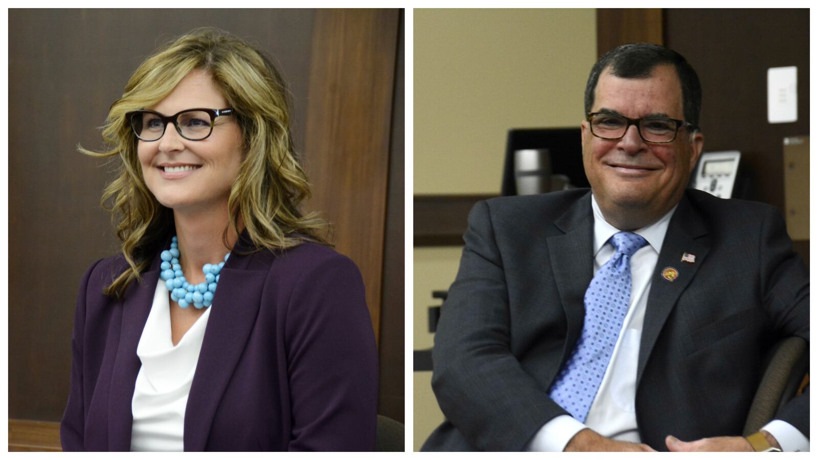 Kathy Wyenandt (left) and Ohio Rep. George Lang (right).