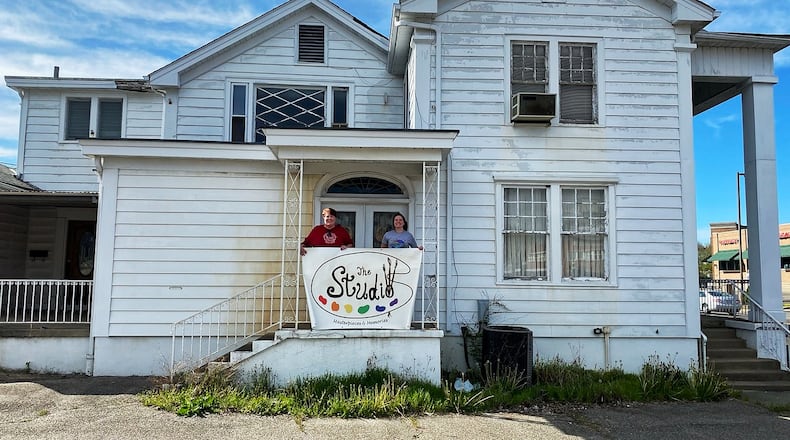 The Studio's owners, Lori (left) and Erin Noga, stand outside their company's future location at 547 Main St. They plan to open there Sept. 17. NICK GRAHAM/STAFF